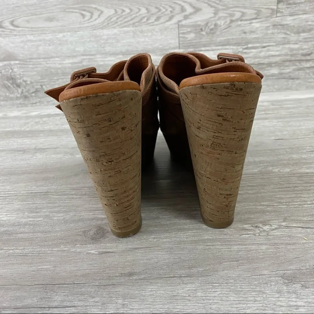 Lucky Brand Latrice Buckle Leather Wedge Sandals